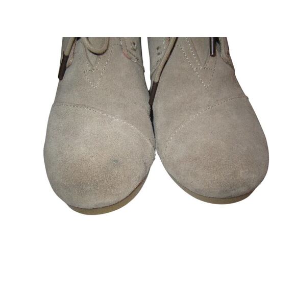 TOMS Boots Womens 10 Tan Suede Desert Wedge Ankle Booties Lace Up Casual Shoes - Picture 8 of 13